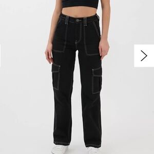 UO BDG Black Skate Cargo Contrast Stitching Jean Sz 25